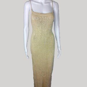 Knit Halter Criss Cross Backless Maxi Dress